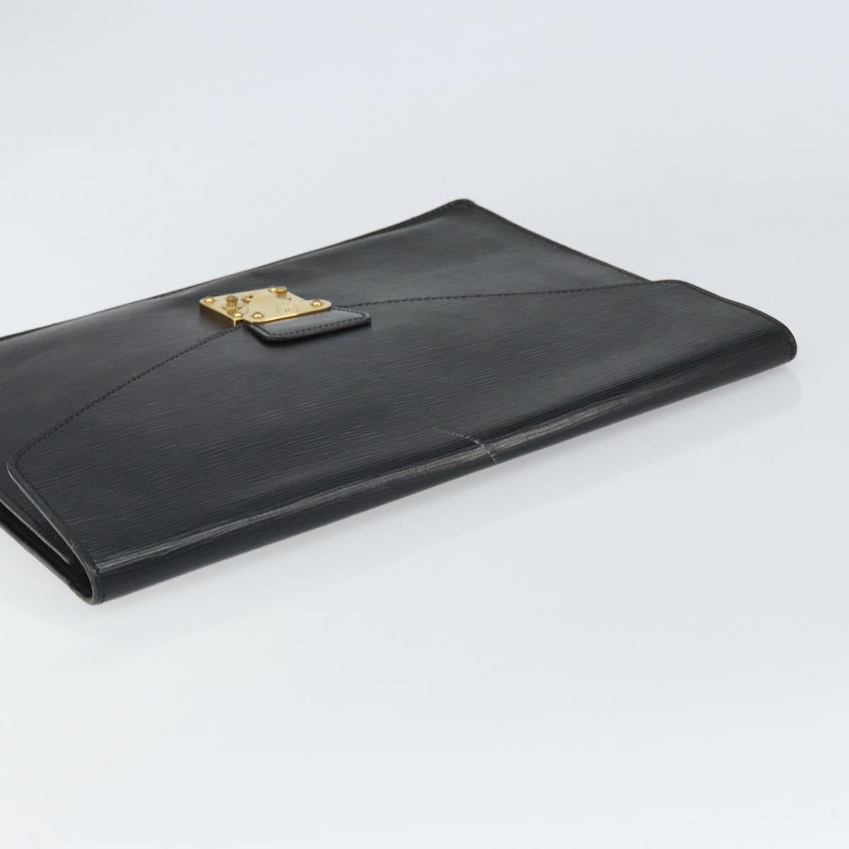 LOUIS VUITTON Epi Porte Documents繝ｻSenatur Briefcase Black M54452 Auth bs32800