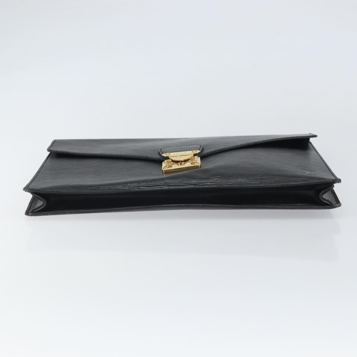 LOUIS VUITTON Epi Porte Documents繝ｻSenatur Briefcase Black M54452 Auth bs32800