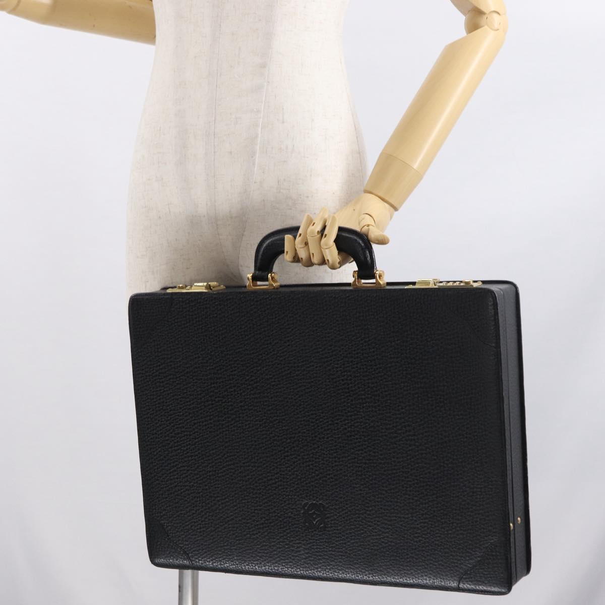 LOEWE Trunk Leather Black Auth bs32822