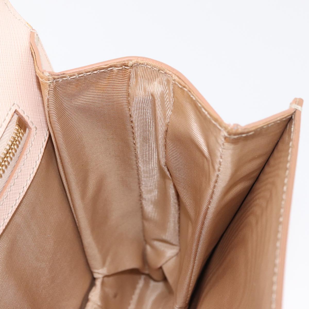 Salvatore Ferragamo Chain Shoulder Bag Leather Pink Gold Auth bs32823