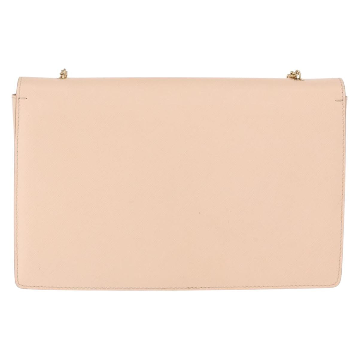 Salvatore Ferragamo Chain Shoulder Bag Leather Pink Gold Auth bs32823