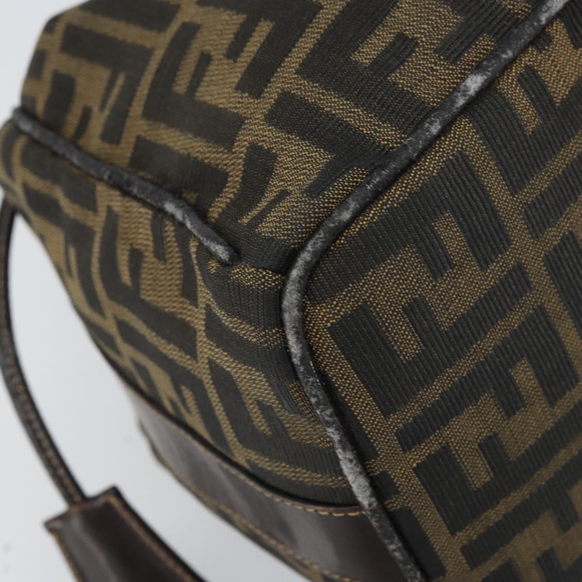 FENDI Zucca Canvas Hand Bag Black Brown Auth bs32830
