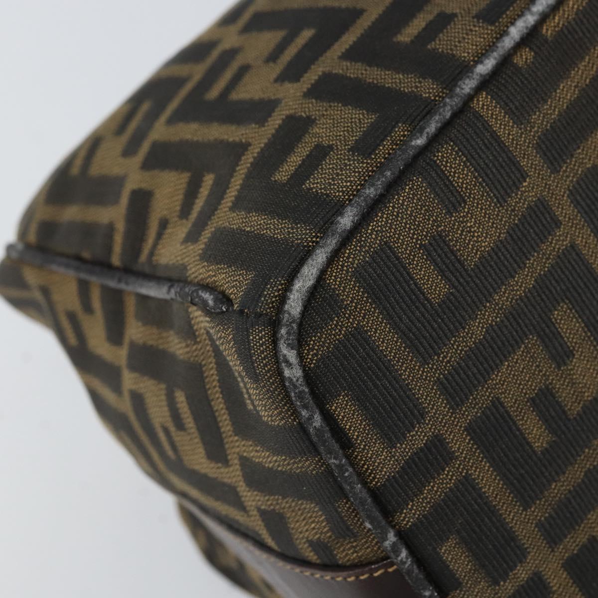 FENDI Zucca Canvas Hand Bag Black Brown Auth bs32830