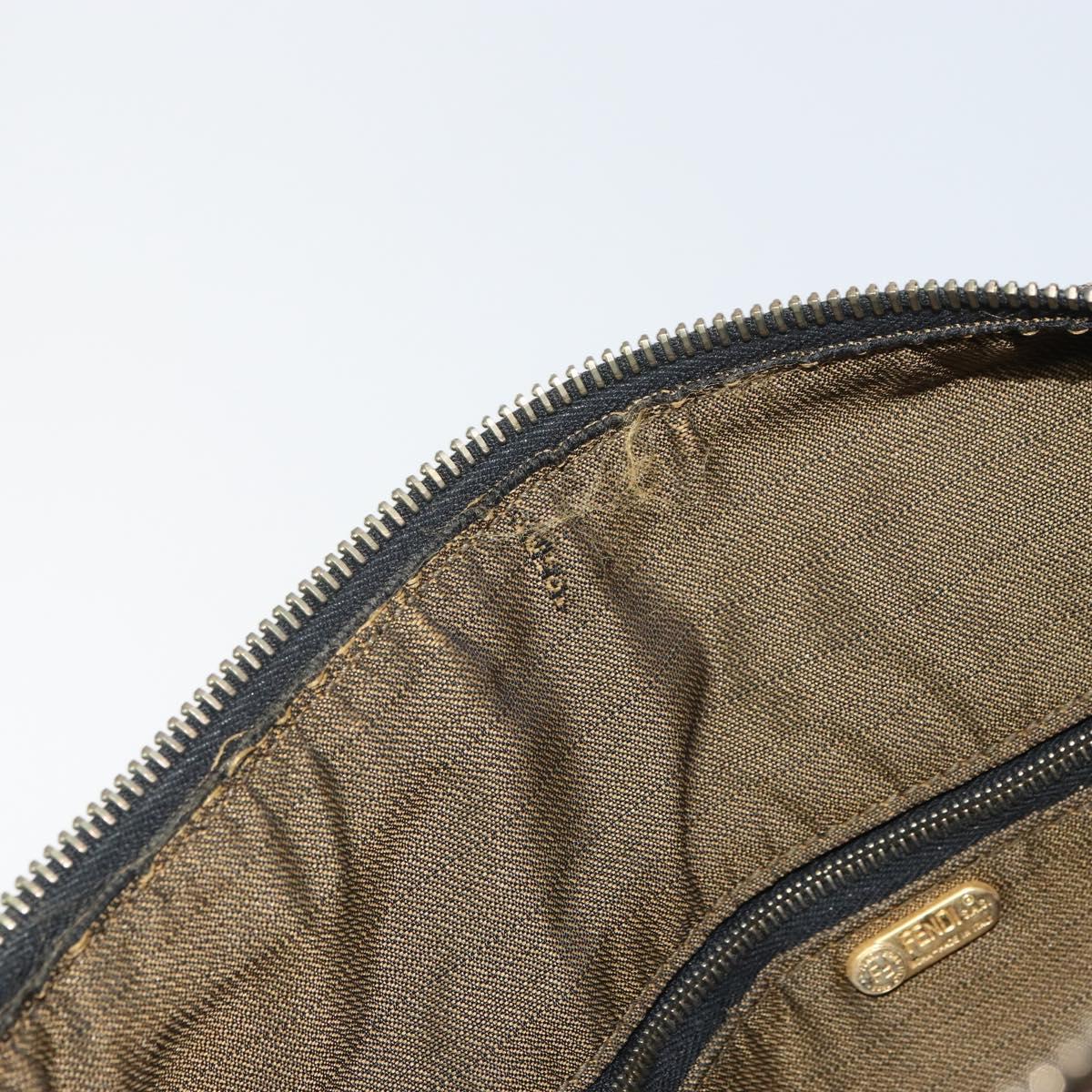 FENDI Zucca Canvas Hand Bag Black Brown Auth bs32830