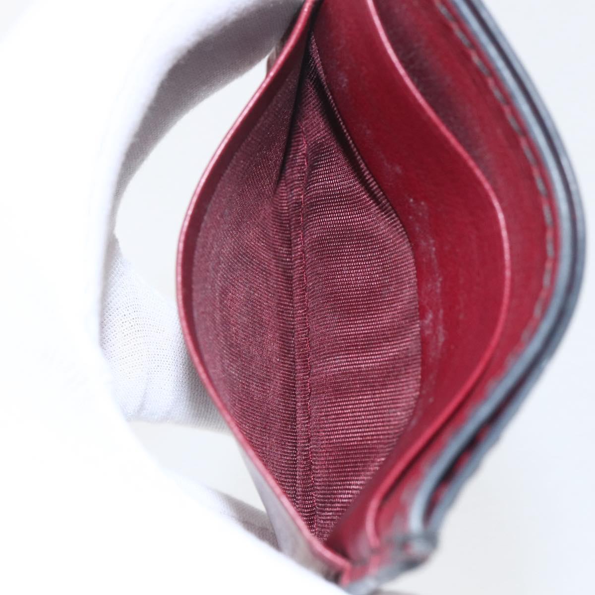 Christian Dior Card Case Leather Red Gold Auth bs32838