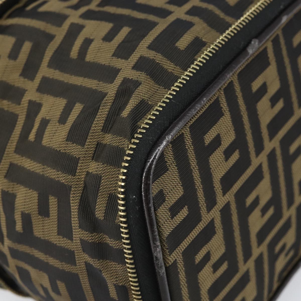 FENDI Zucca Canvas Vanity Hand Bag Black Brown Auth bs32841