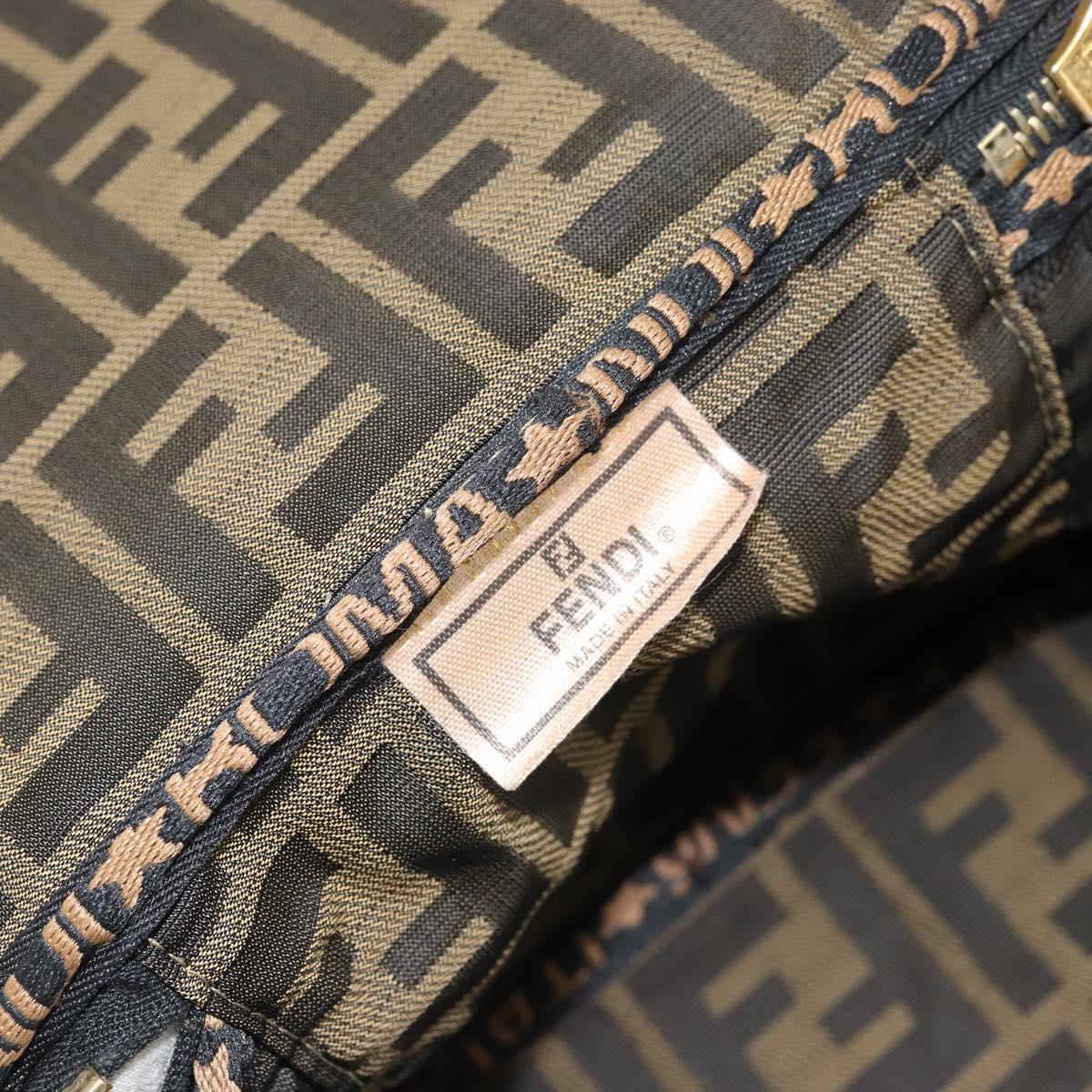 FENDI Zucca Canvas Vanity Hand Bag Black Brown Auth bs32841