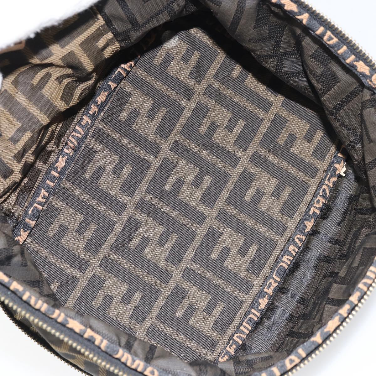 FENDI Zucca Canvas Vanity Hand Bag Black Brown Auth bs32841