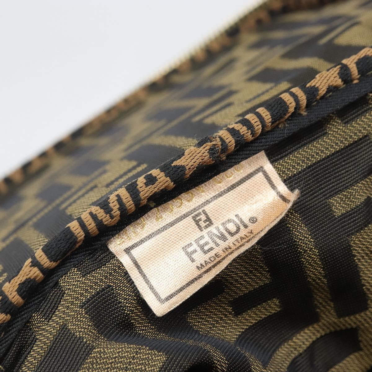 FENDI Zucca Canvas Vanity Hand Bag Black Brown Auth bs32841