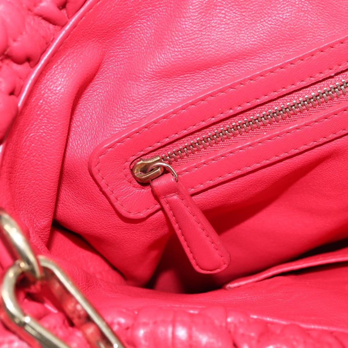Christian Dior Hand Bag Leather 2way Red Gold Auth bs32842