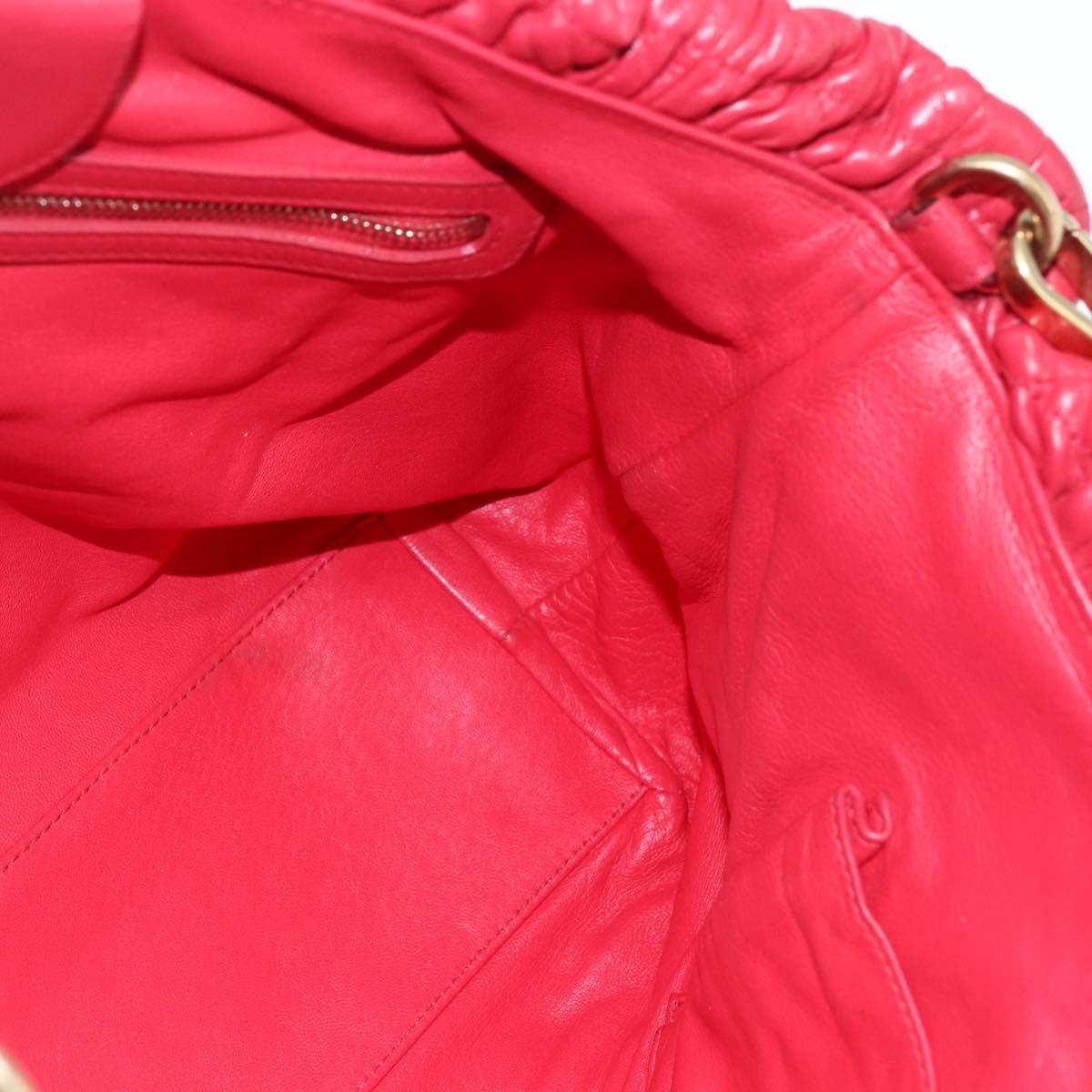 Christian Dior Hand Bag Leather 2way Red Gold Auth bs32842