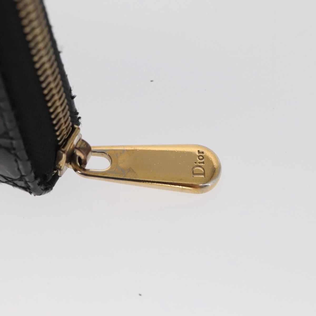 Christian Dior Canage Long Wallet Patent leather Black Gold Auth bs32844