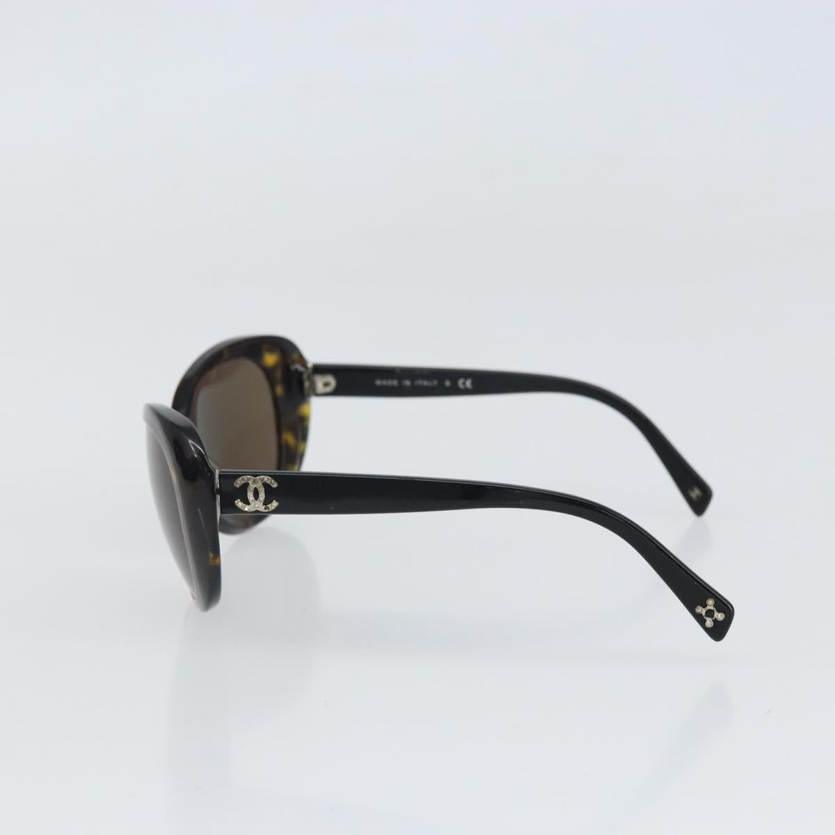 CHANEL Sunglasses plastic Black CC Auth bs32851