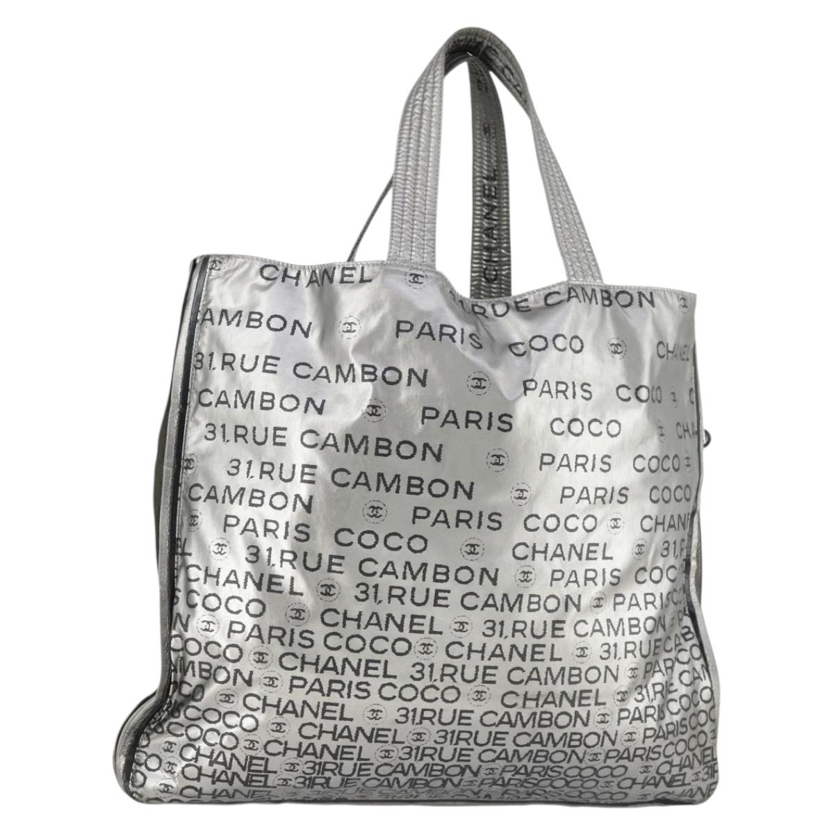 CHANEL Unlimited Tote Bag Nylon Silver CC Auth bs32854