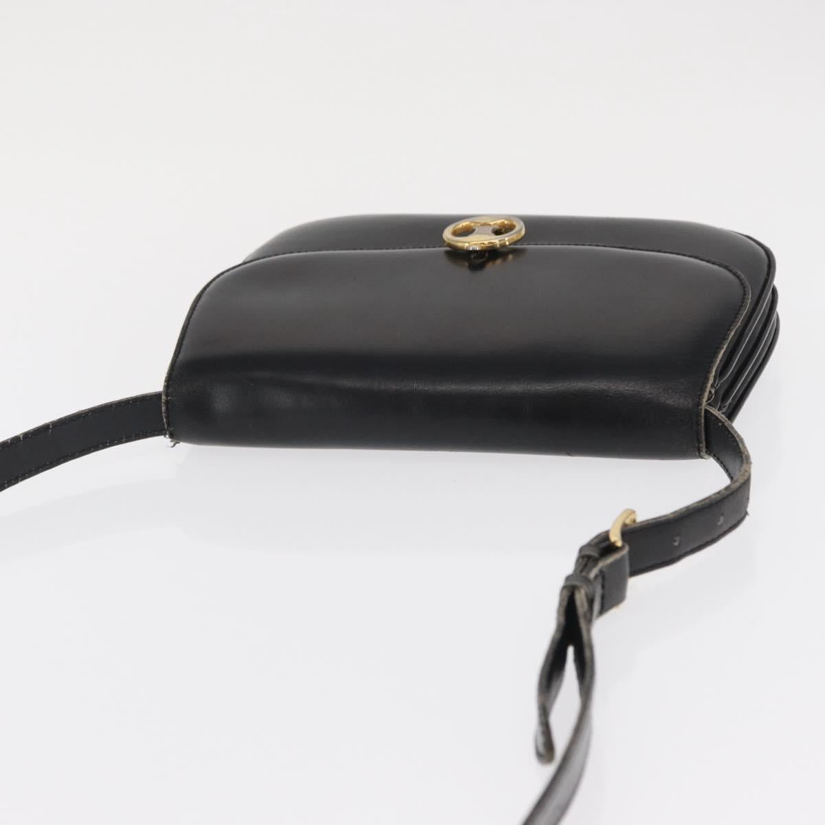 CELINE Shoulder Bag Leather Black Gold Auth bs32857