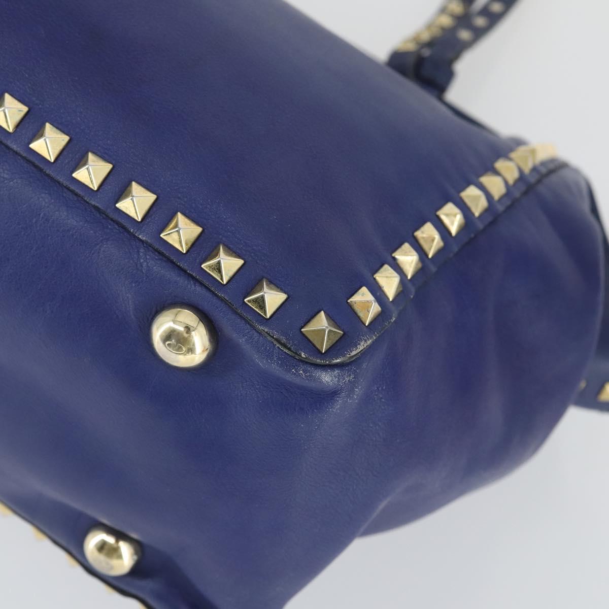 VALENTINO Hand Bag Leather Purple Gold Auth bs32859