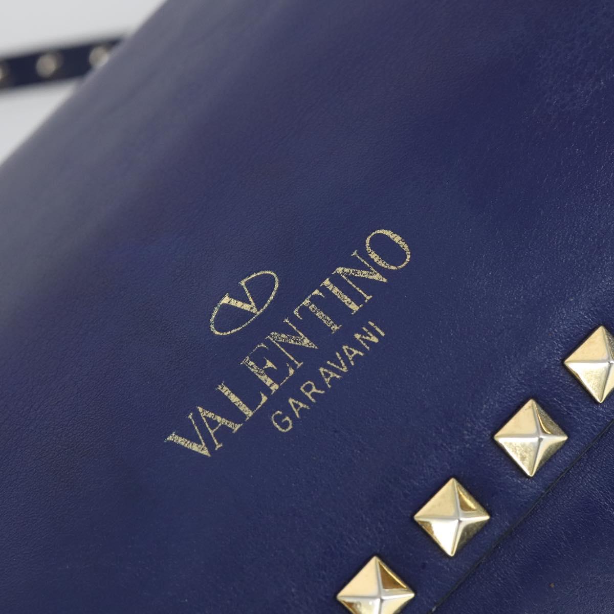 VALENTINO Hand Bag Leather Purple Gold Auth bs32859