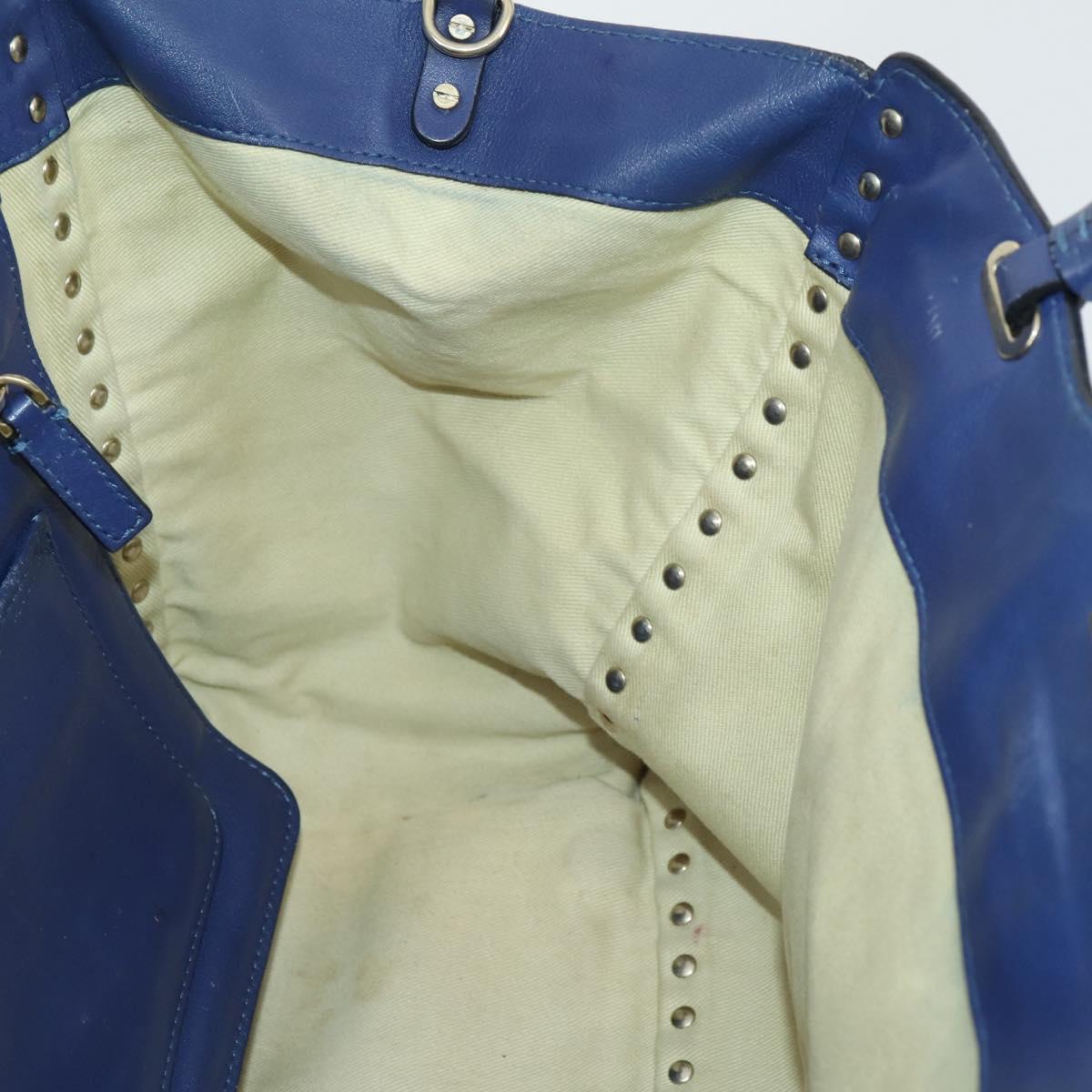 VALENTINO Hand Bag Leather Purple Gold Auth bs32859