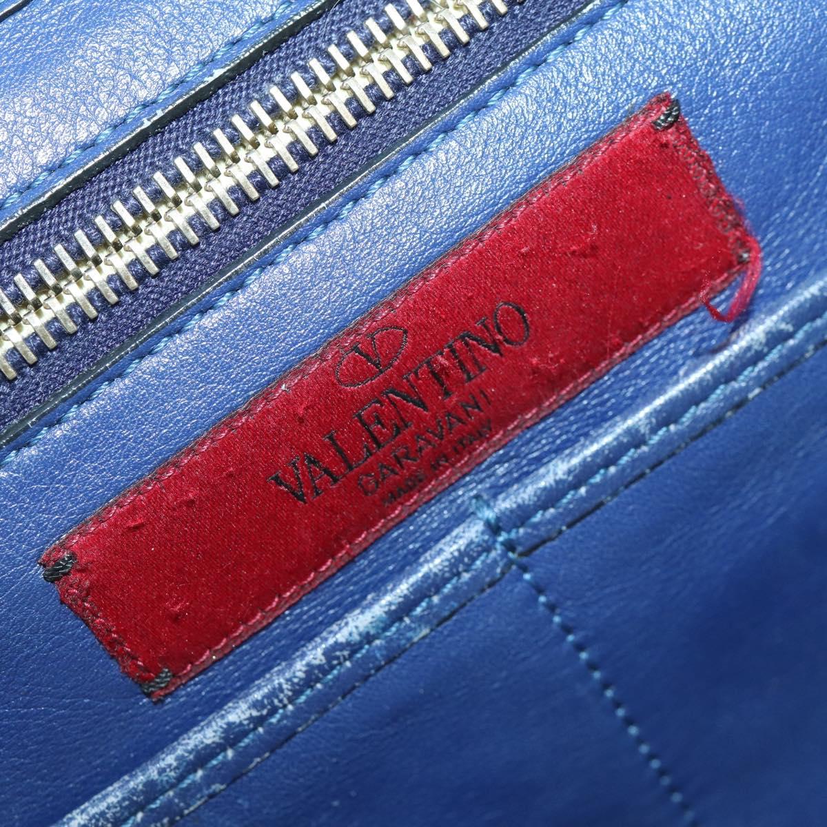 VALENTINO Hand Bag Leather Purple Gold Auth bs32859