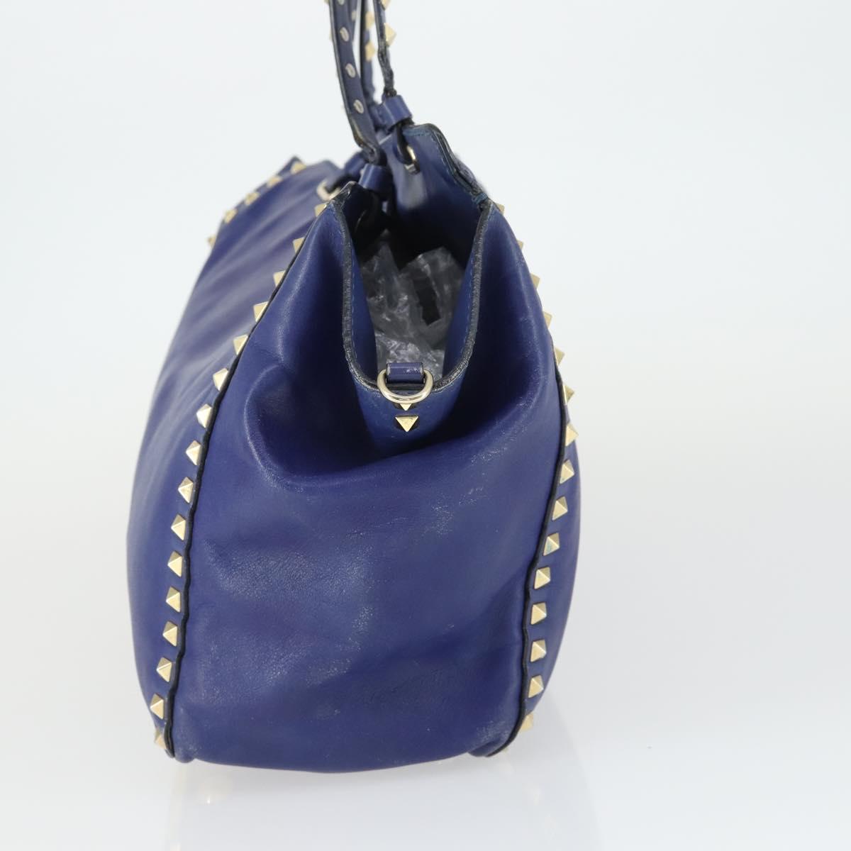 VALENTINO Hand Bag Leather Purple Gold Auth bs32859