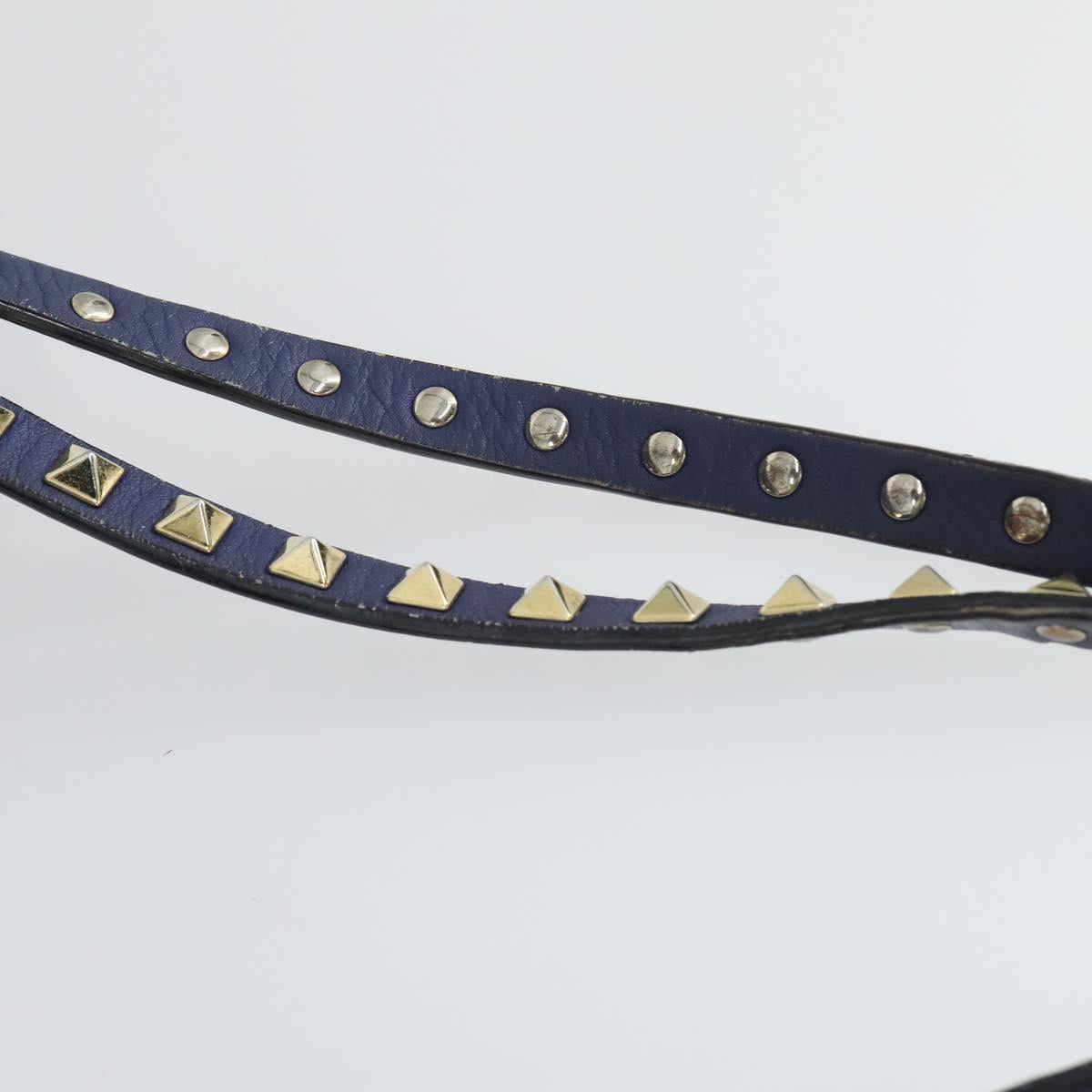 VALENTINO Hand Bag Leather Purple Gold Auth bs32859