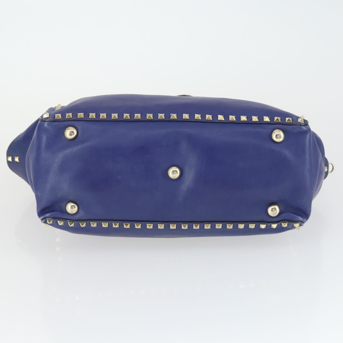 VALENTINO Hand Bag Leather Purple Gold Auth bs32859