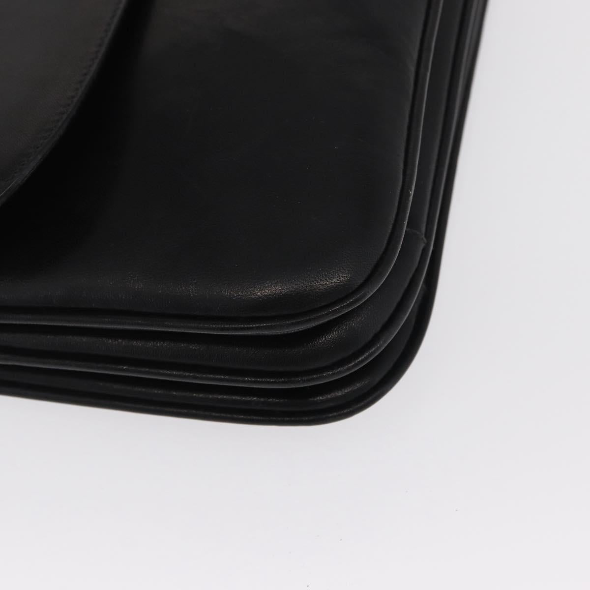 CELINE Shoulder Bag Leather Black Gold Auth bs32863