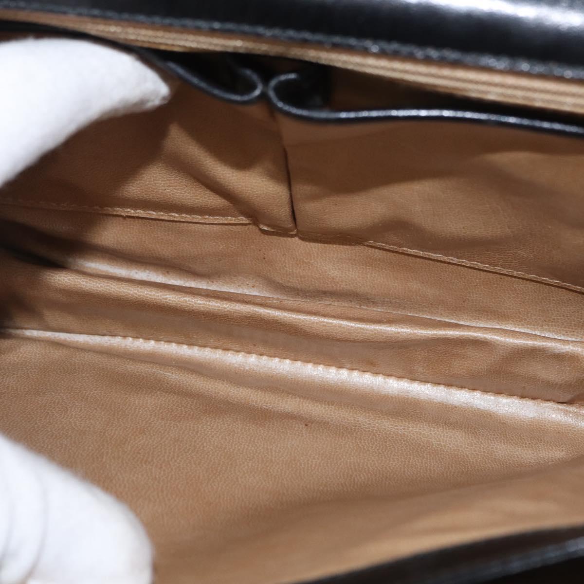 CELINE Shoulder Bag Leather Black Gold Auth bs32863