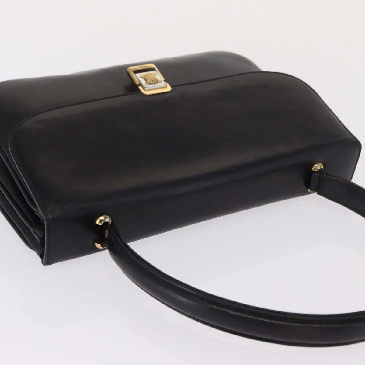 CELINE Shoulder Bag Leather Black Gold Auth bs32863