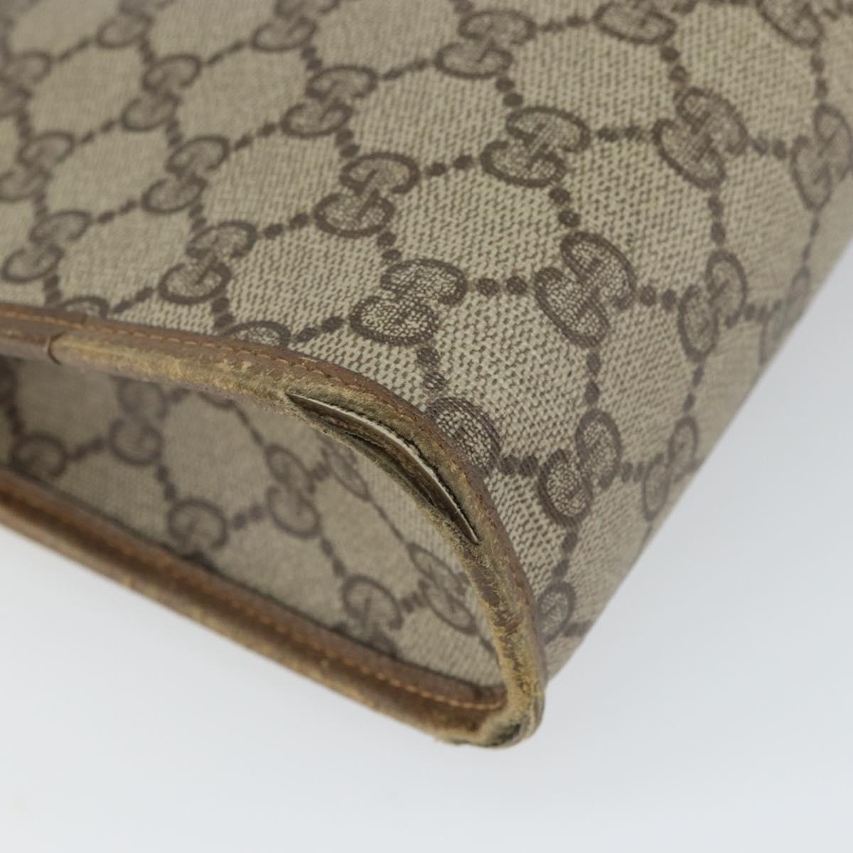 GUCCI GG Supreme Clutch Bag PVC Beige Gold 111 01 037 Auth bs32865