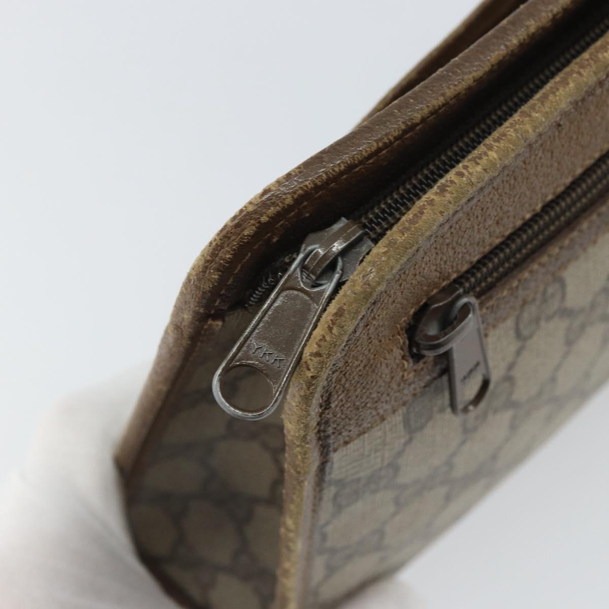 GUCCI GG Supreme Clutch Bag PVC Beige Gold 111 01 037 Auth bs32865