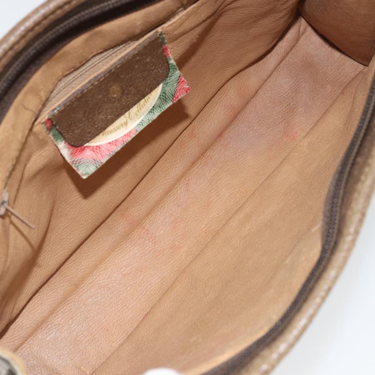 GUCCI GG Supreme Clutch Bag PVC Beige Gold 111 01 037 Auth bs32865