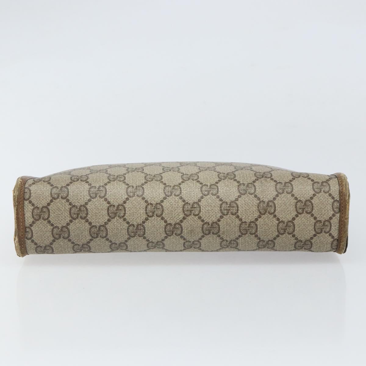 GUCCI GG Supreme Clutch Bag PVC Beige Gold 111 01 037 Auth bs32865