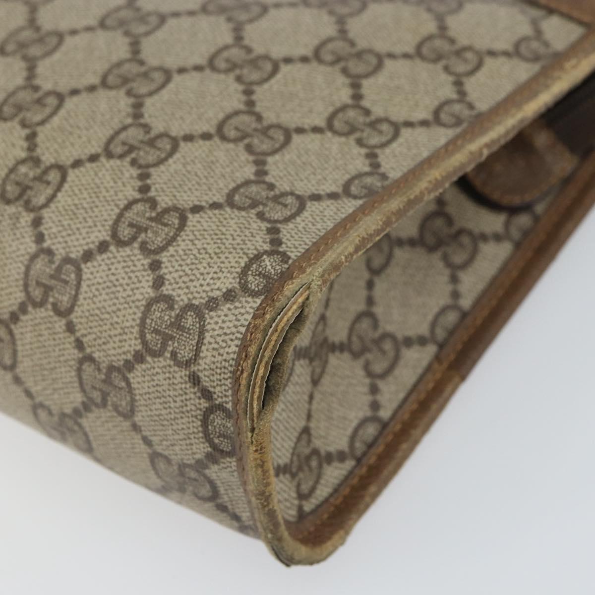 GUCCI GG Supreme Clutch Bag PVC Beige Gold 111 01 037 Auth bs32865