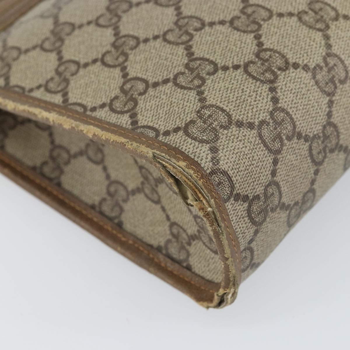 GUCCI GG Supreme Clutch Bag PVC Beige Gold 111 01 037 Auth bs32865