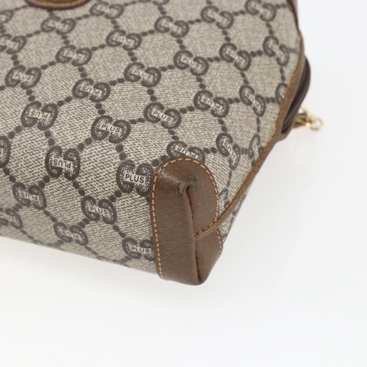 GUCCI GG Plus Supreme Shoulder Bag PVC Beige Gold Auth bs32868