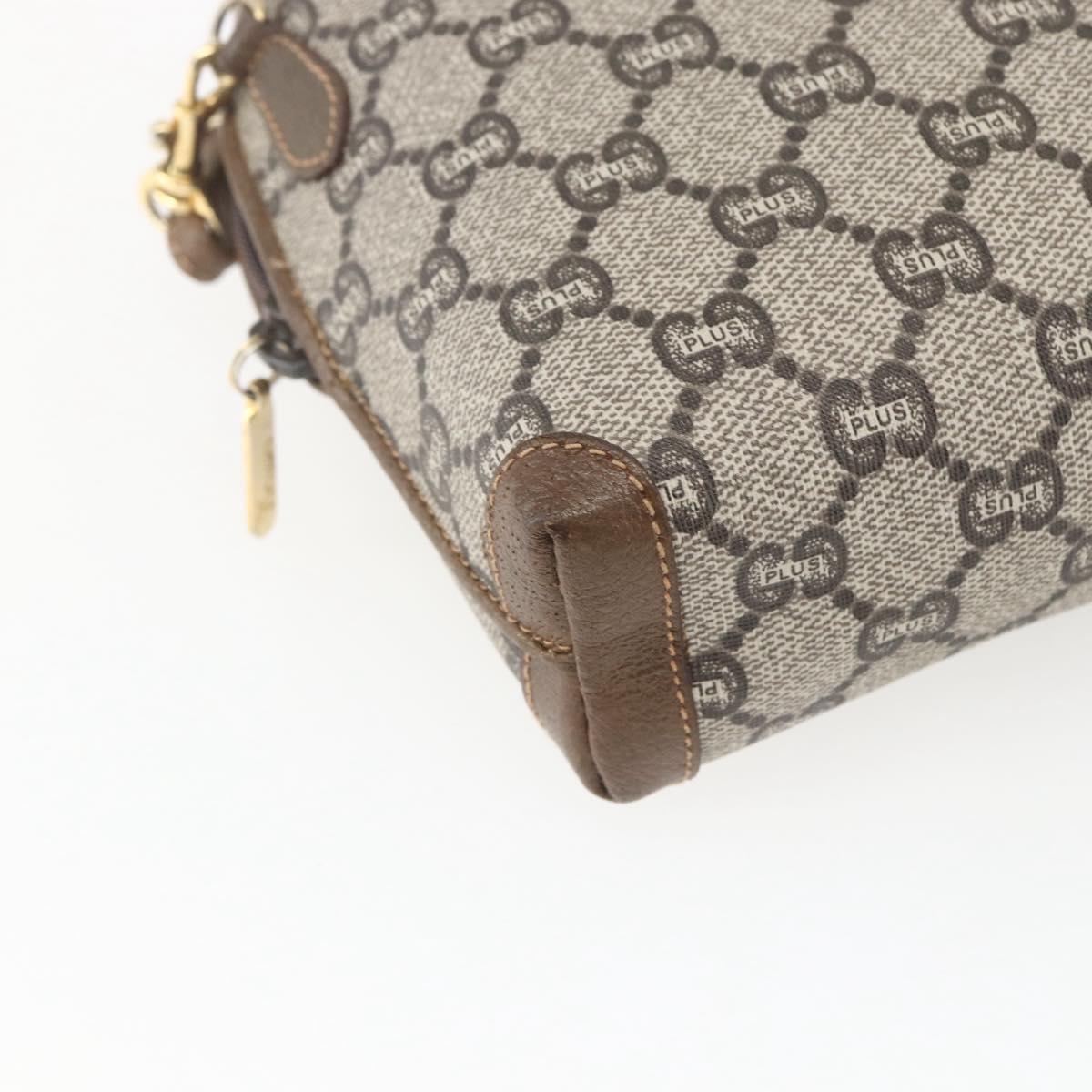 GUCCI GG Plus Supreme Shoulder Bag PVC Beige Gold Auth bs32868