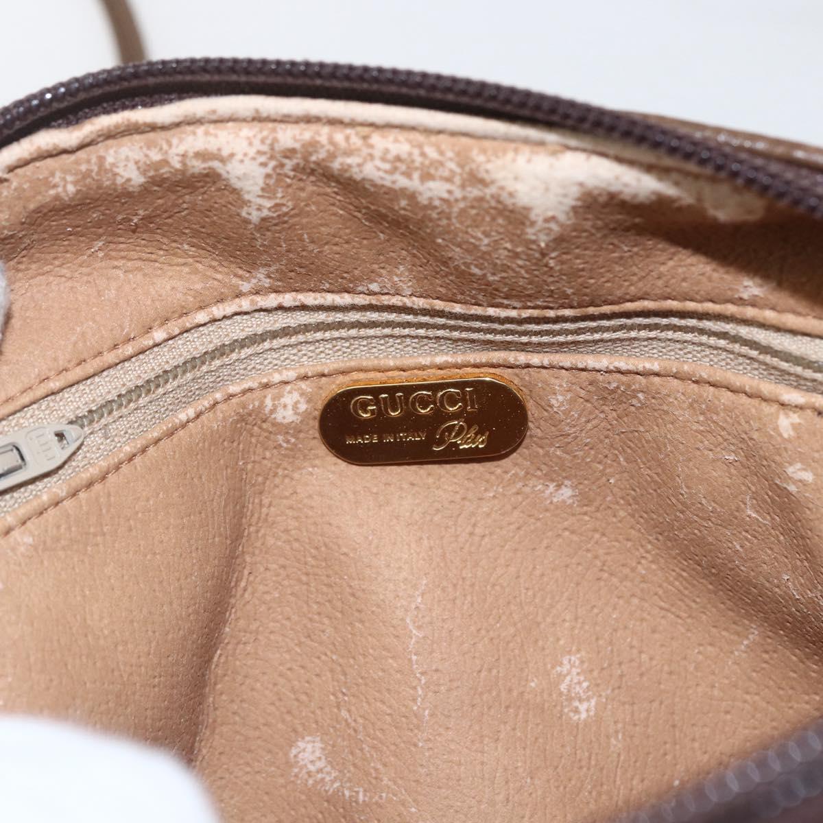 GUCCI GG Plus Supreme Shoulder Bag PVC Beige Gold Auth bs32868
