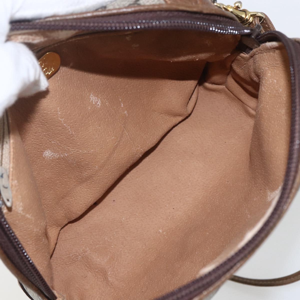 GUCCI GG Plus Supreme Shoulder Bag PVC Beige Gold Auth bs32868