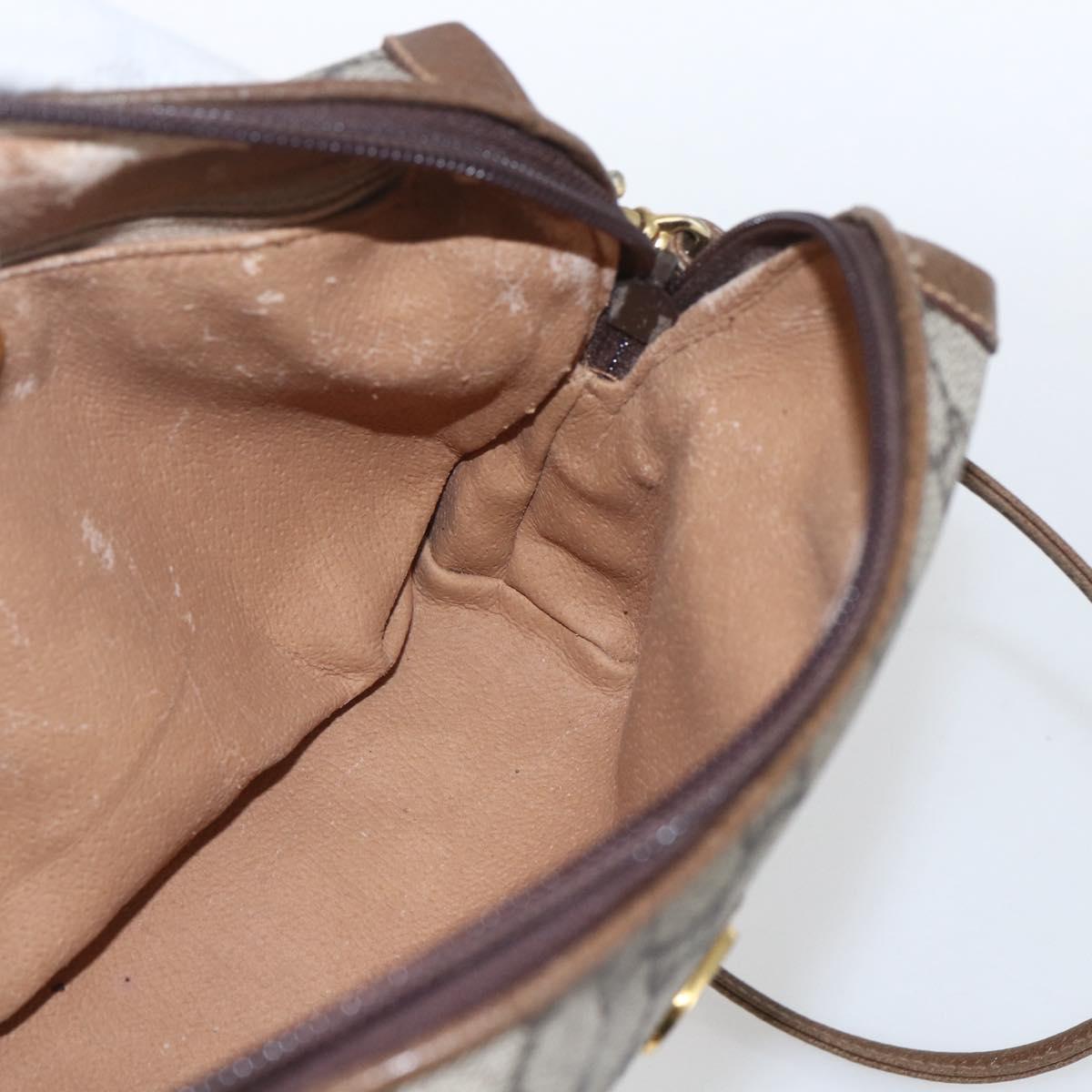 GUCCI GG Plus Supreme Shoulder Bag PVC Beige Gold Auth bs32868