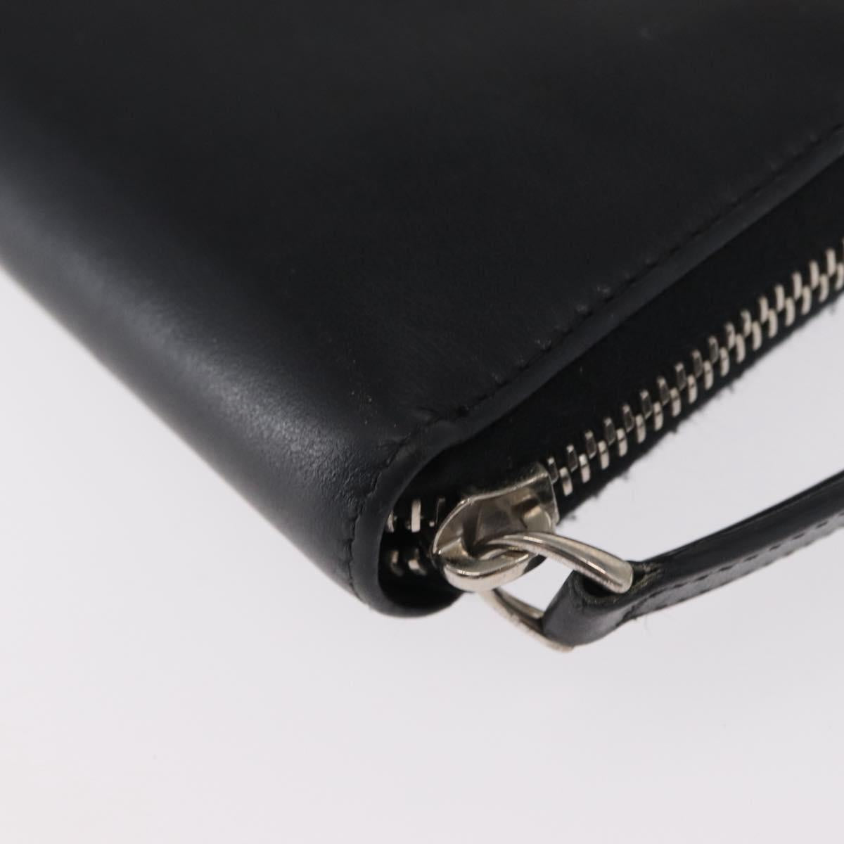 FENDI Long Wallet Leather Black Silver Auth bs32869