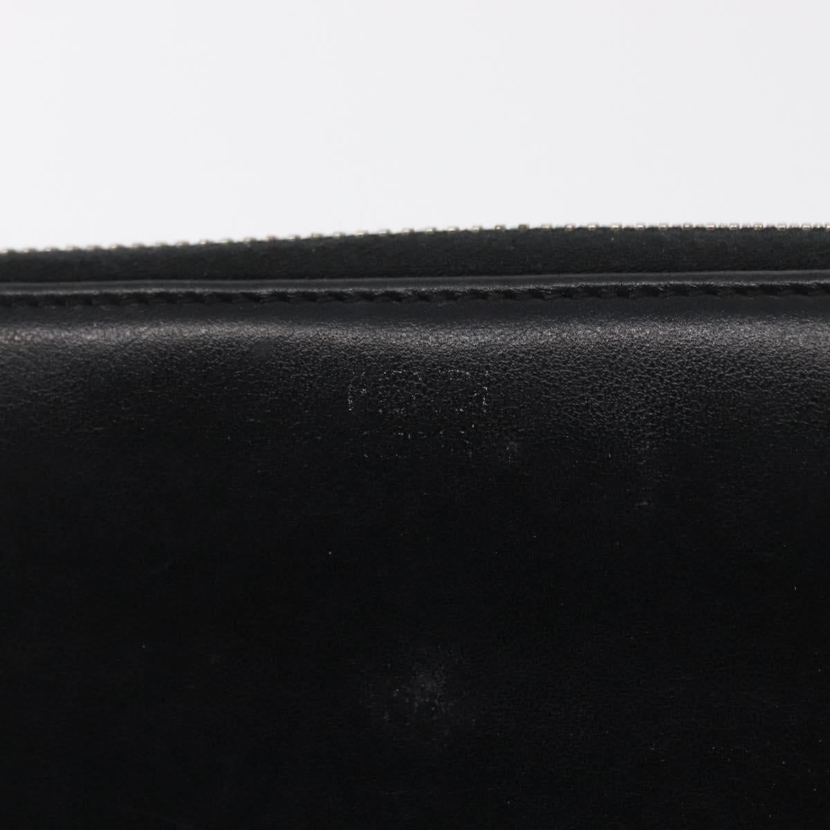 FENDI Long Wallet Leather Black Silver Auth bs32869