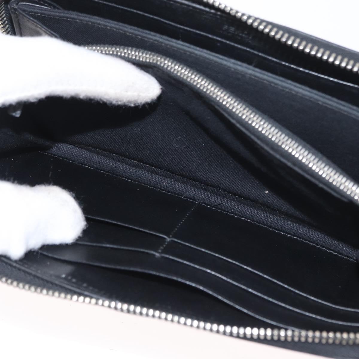 FENDI Long Wallet Leather Black Silver Auth bs32869