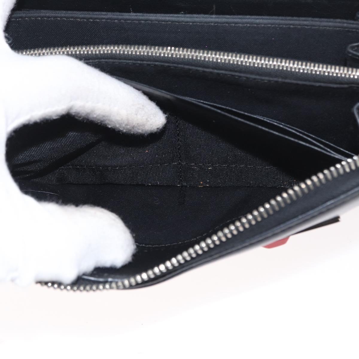 FENDI Long Wallet Leather Black Silver Auth bs32869