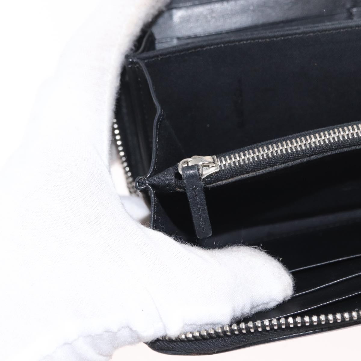FENDI Long Wallet Leather Black Silver Auth bs32869