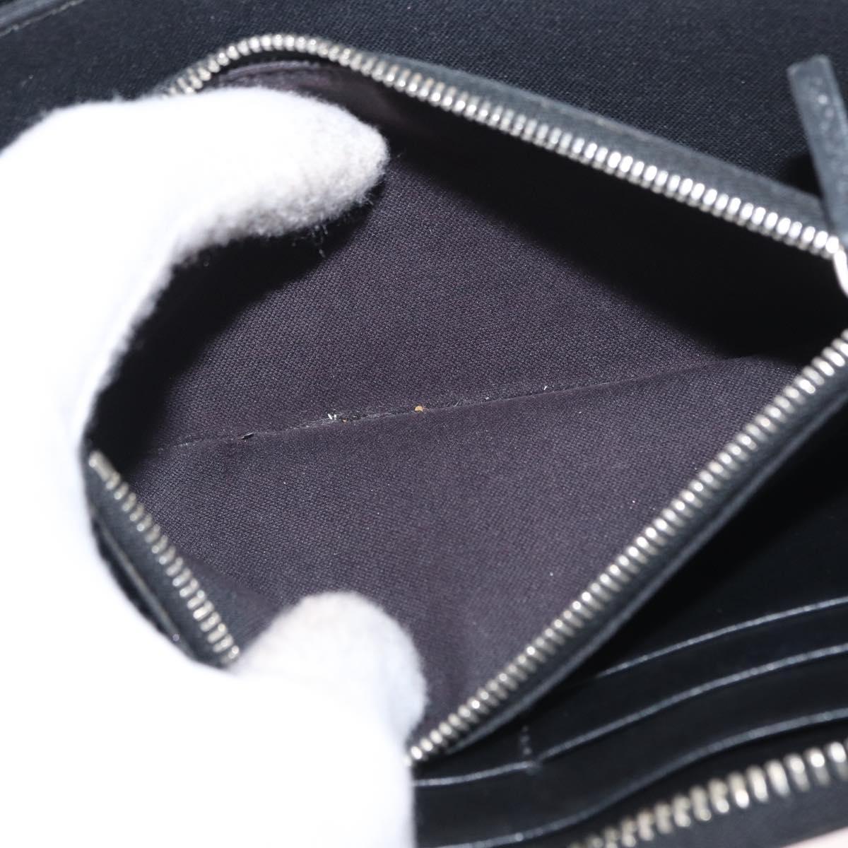 FENDI Long Wallet Leather Black Silver Auth bs32869