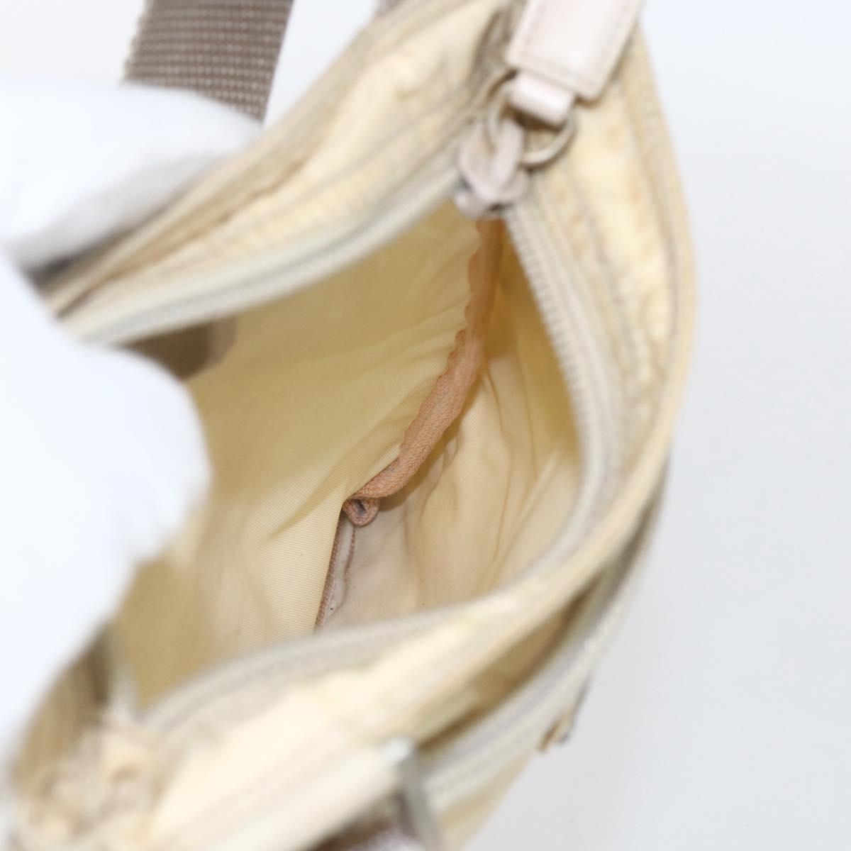 PRADA Shoulder Bag Nylon Beige Silver Auth bs32871
