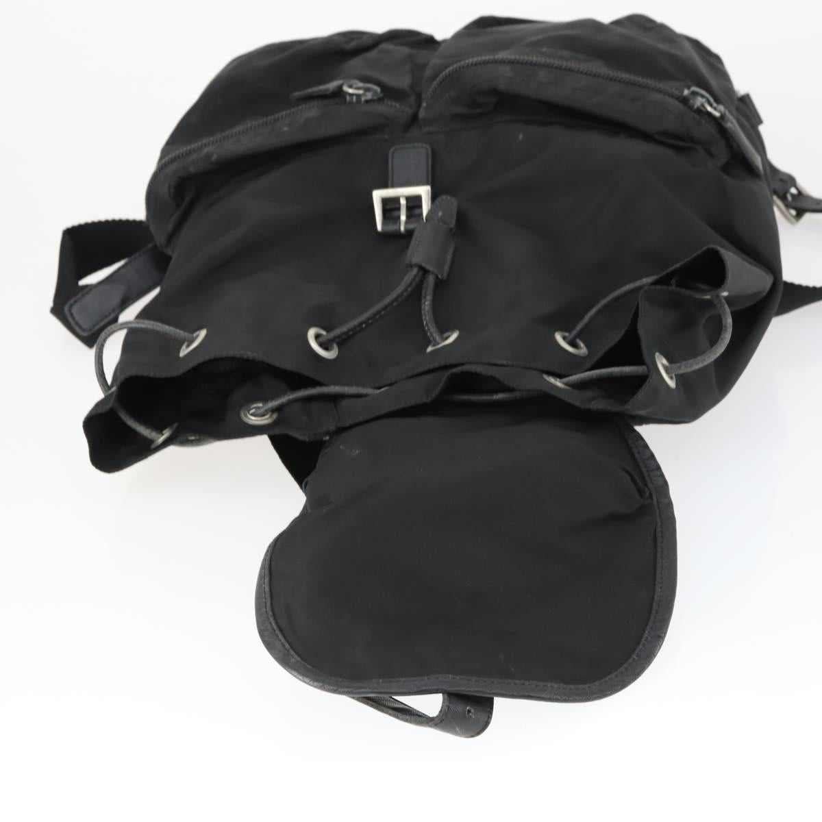 PRADA Backpack Nylon Black Silver Auth bs32876