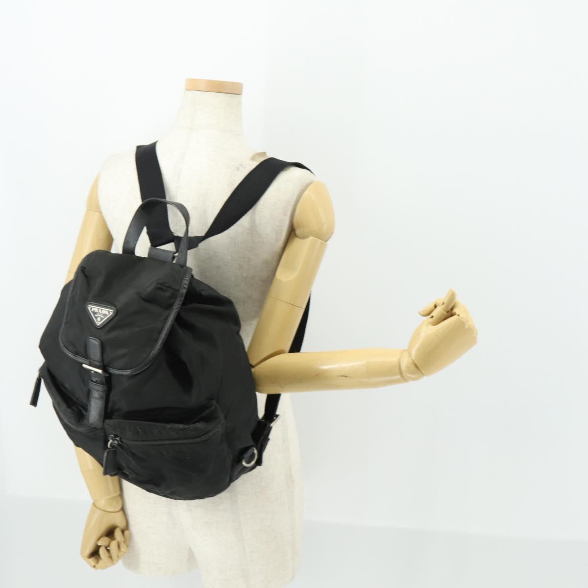 PRADA Backpack Nylon Black Silver Auth bs32876