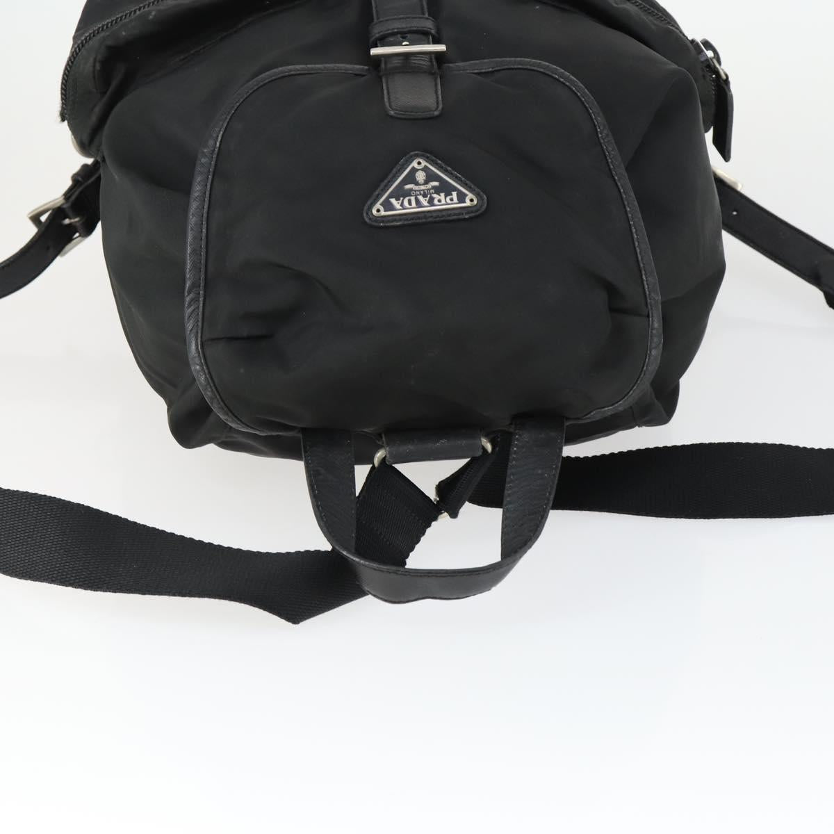 PRADA Backpack Nylon Black Silver Auth bs32876